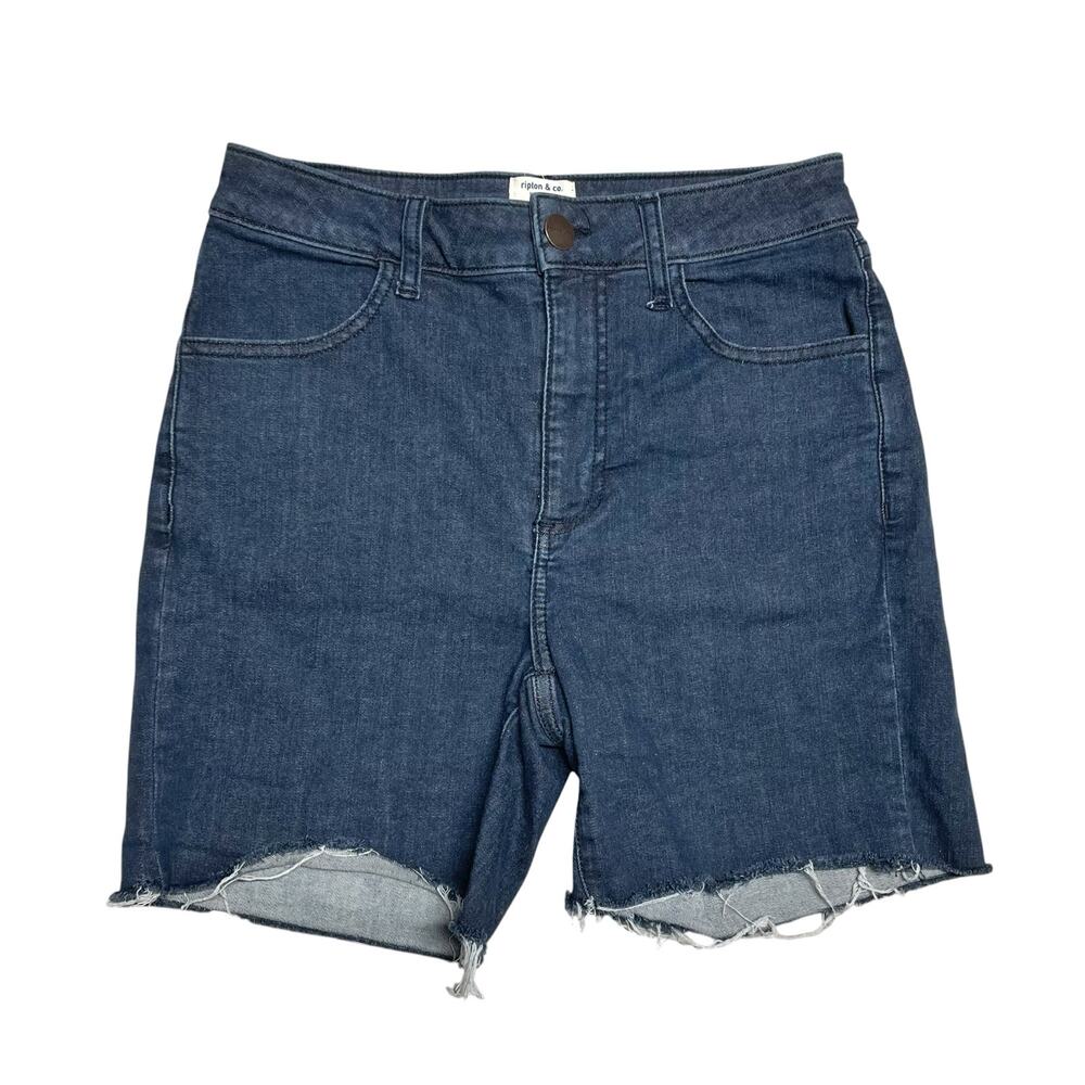 RIPTON & CO "Life Is Jort" Cutoff Jean Shorts/Jorts Dark Blue Wash Size 26